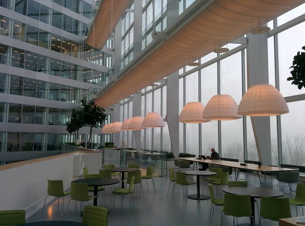 Bright office canteen and break area, turnkey commercial interior Kingston upon Thames