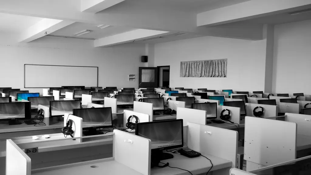 Open plan workspace with rows of desks, industrial unit fit out by CIC Ltd